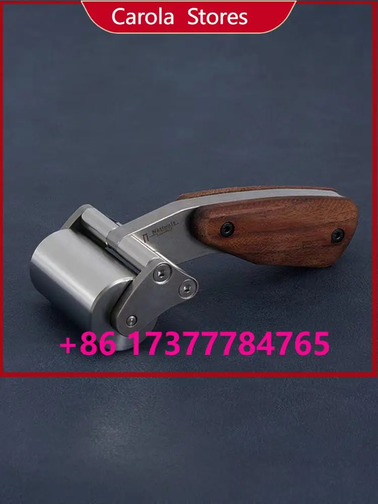 Leather Roller Heavy 304 Stainless Steel with Black Walnut Handle DIY Handm Leathercraft Tools