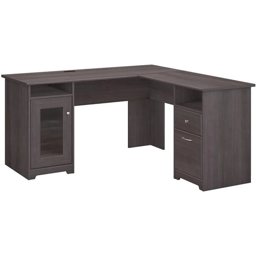 

classic urbanpro l-shaped desk with storage in heather gray finish