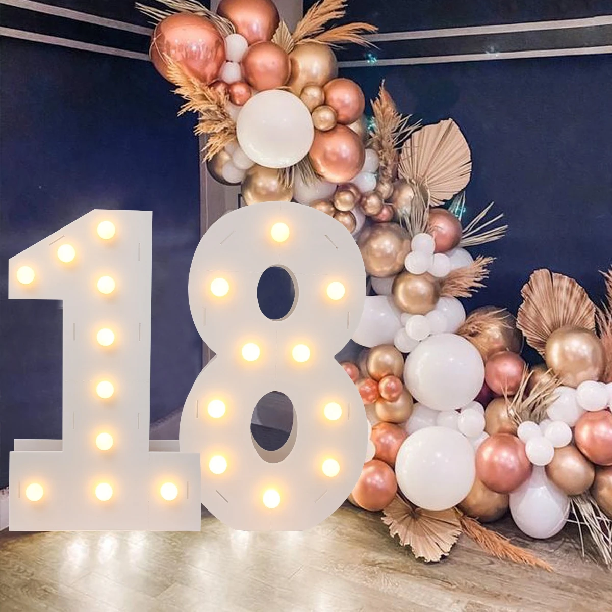 91,5 cm riesiger Nummer-LED-Lichtrahmen, 1. Geburtstag, Party-Dekoration, Kinder, Hochzeit, 30. 50. 60. Geburtstag, Partyzubehör, Babyparty