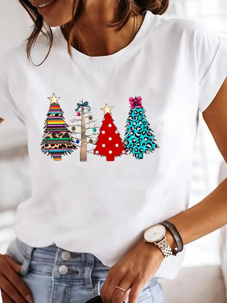 

Tree Star Lovely 90s Women Fashion Christmas New Year Holiday Tee Clothes Clothing Print Graphic Short Sleeve T Female T-shirts