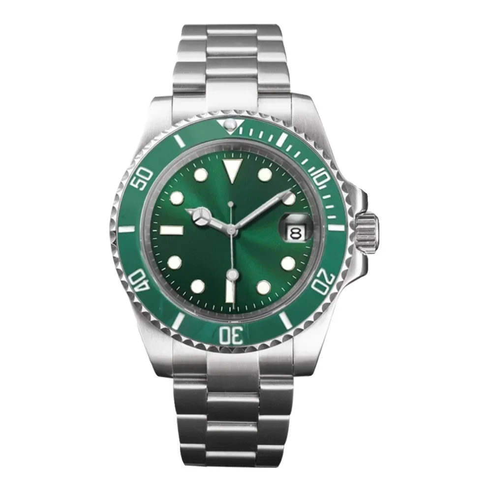 40Mm Green SUB No Logo NH35 Movement Automatic Mechanical Stainless Steel Watch Custom Watch Watchmods