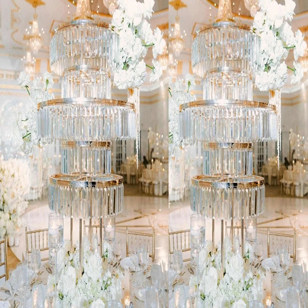 2-6pcs)70-130cm)arc-shaped acrylic clear beads hanging sliver Flower arch stand backdrop for Wedding Party Decoration Supplies