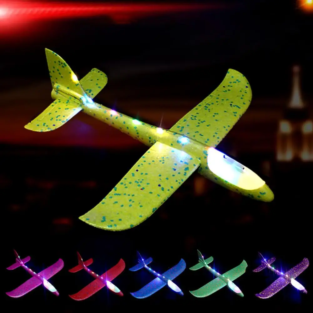 

Glowing Plane Toy 3-speed Flashing Exquisite Safe Kids LED Light-up Hand Throw Flying Glider Planes Toy for Lawn