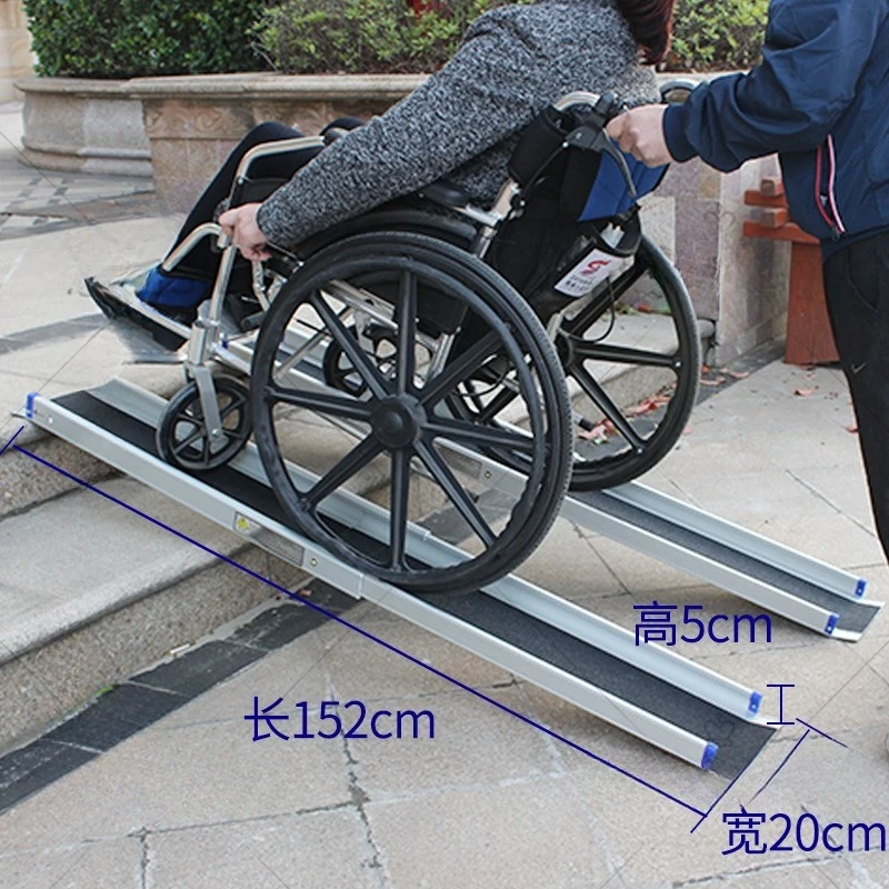 Aluminum ramp Retractable double ramp board Barrier-free mobile slope Disabled stair tread