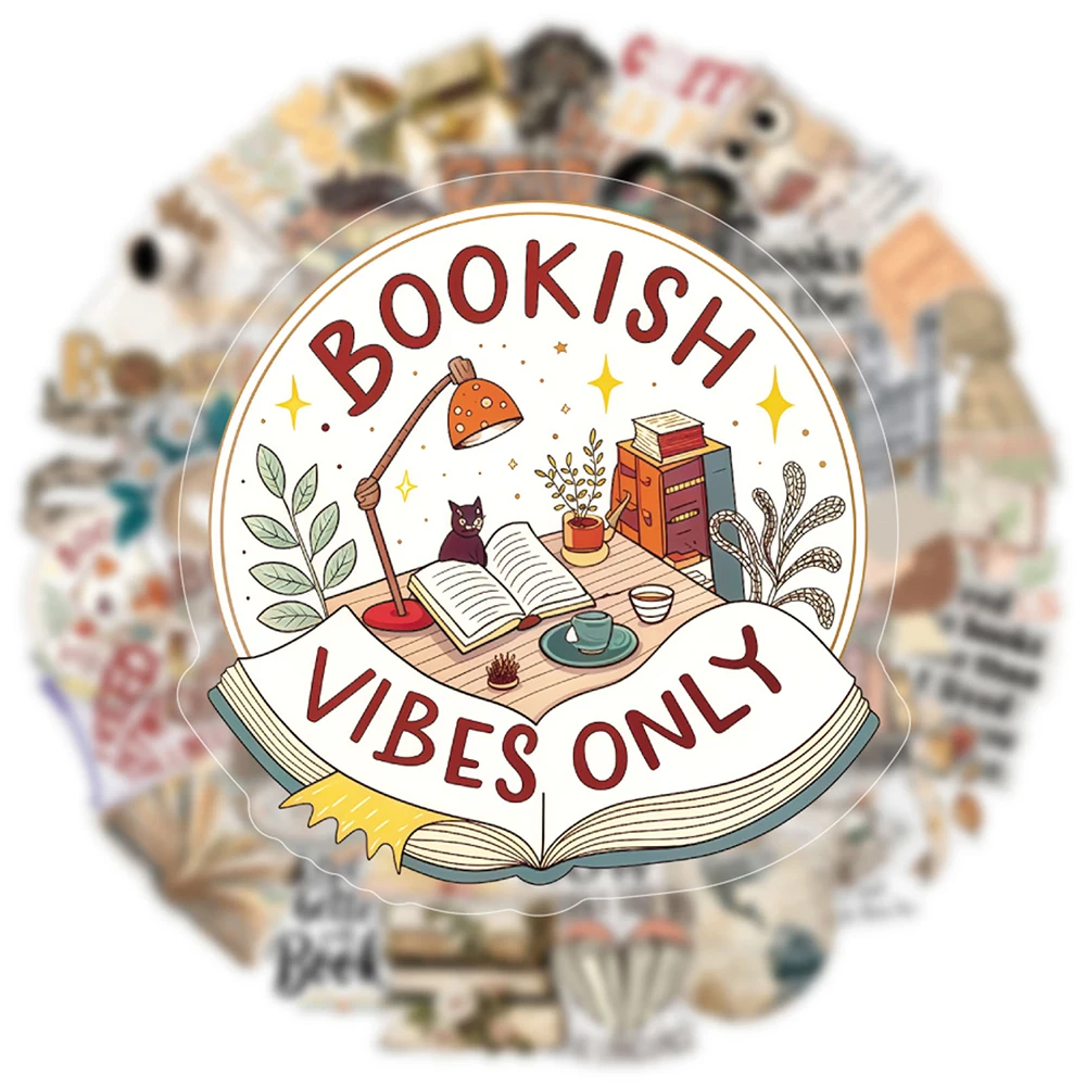 

10/30/50pcs Transparent Vintage Bookish Stickers Creative Cartoon Graffiti Sticker Notebook Suitcase Phone Waterproof Decals Toy