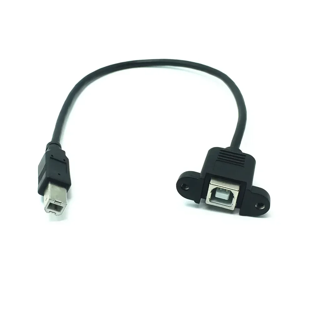 1FT USB 2.0 Type B Male to Female M/F EXTENSION Data Cable Panel Mount For Printer cord with Screw hole 50cm