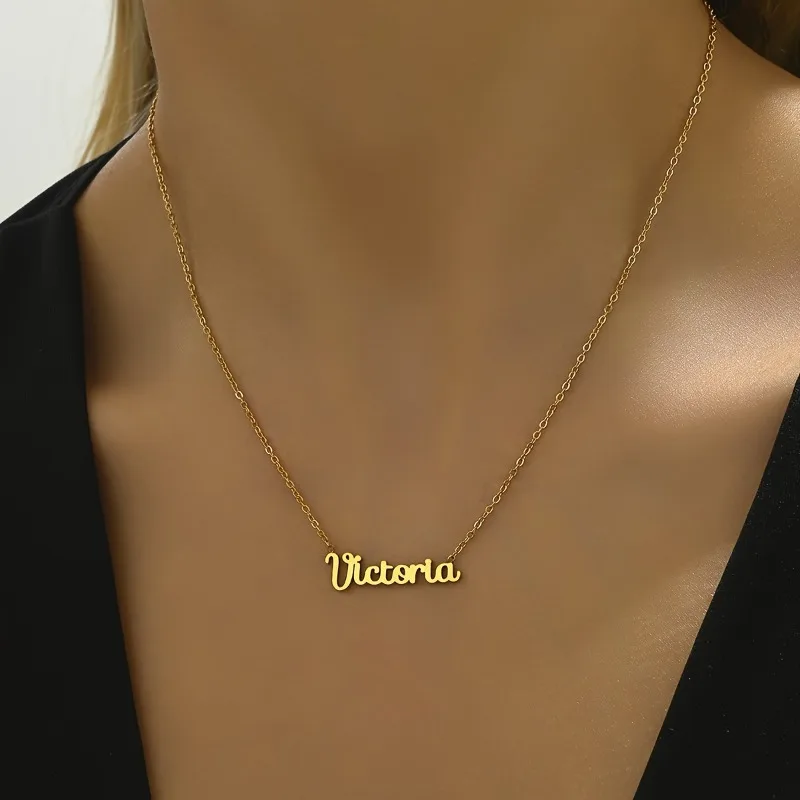 

Ожерелье с одним именем - простые ювелирные изделия с золотыми буквами, ожерелье унисекс для повседневной вечеринки, подарок на годовщину, день рождения, день Святого Валентина
