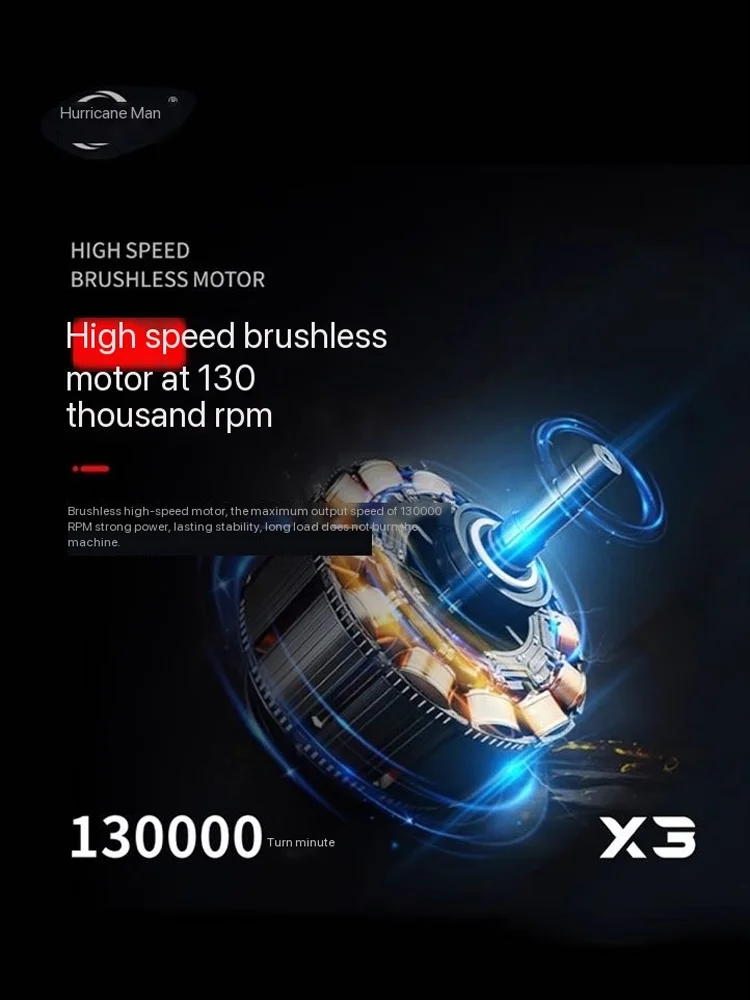 TURBO X3 Turbine Fan 130000 RPM Powerful Snow blowing Car Dust Removal Cooling Camping Electric Fan Strong Wind Blowing Machine