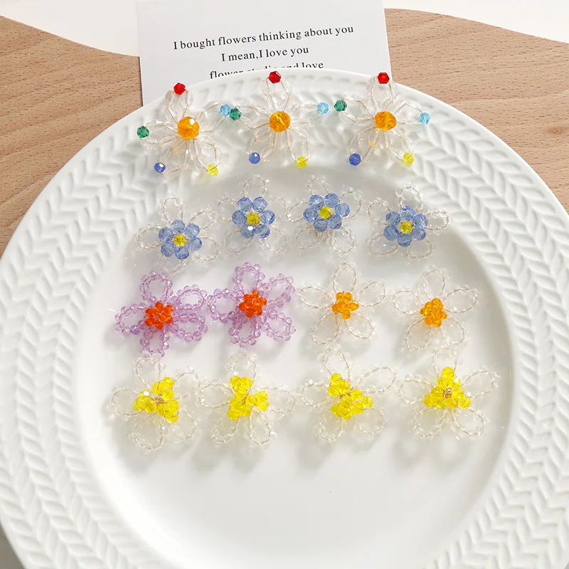High Quality Pearl Crystal Shoe Buckle Charms Color Block Acrylic Flower for Summer Jelly Clogs Korean Design DIY Accessory