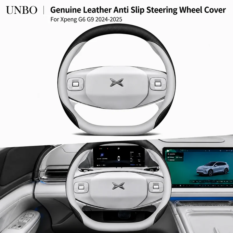 Genuine Leather Anti Slip Steering Wheel Cover For Xpeng G6 G9 2024-2025 All New Auto Interior Accessories Car Decor