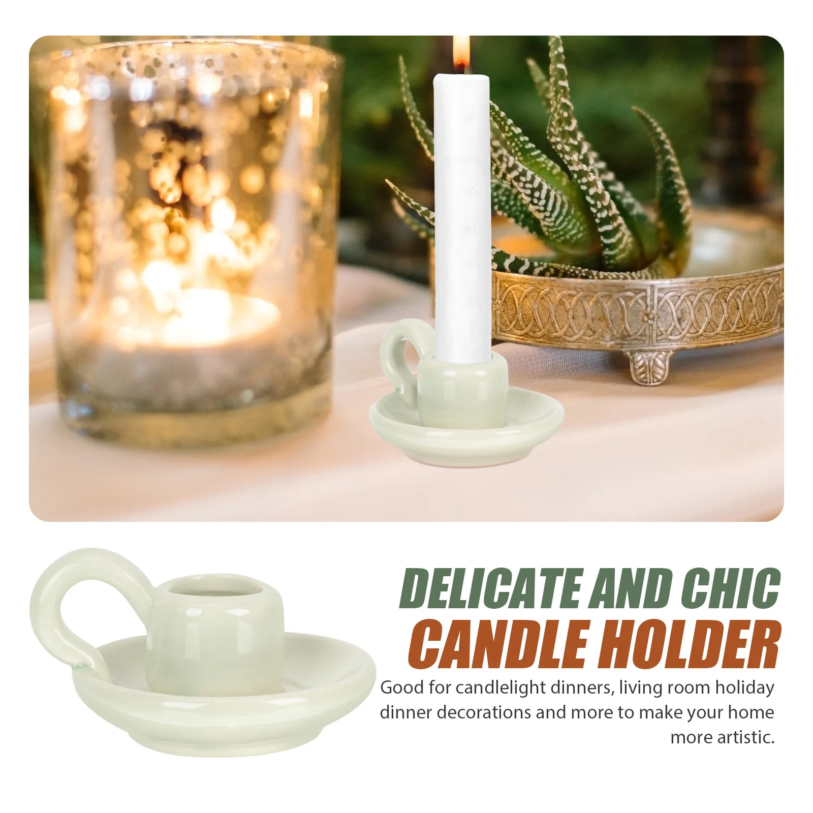 

Ceramic Holder Mug Shaped Simple Design Decorative Craft Home Decor Dining Table Candlelight Dinner Holder