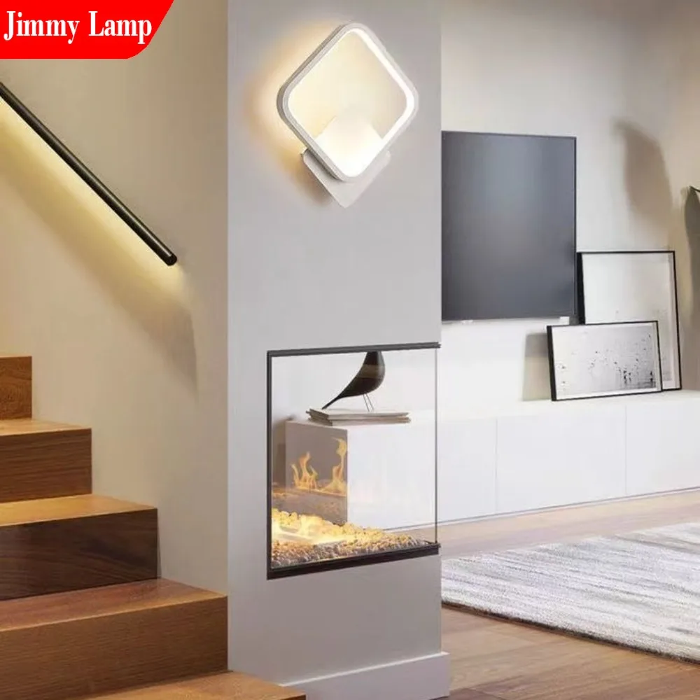 Nordic Modern Round Square LED Wall Lamp Bedroom Bedside Living Room Background Staircase Corridor Decor Lighting Fixture