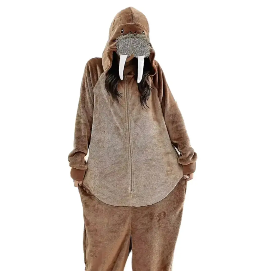 Flannel Walrus Christmas Party Pyjamas Carnival Costumes Onesies Animal Sea lions Cosplay Overall Pajamas Cartoon Kigurumi