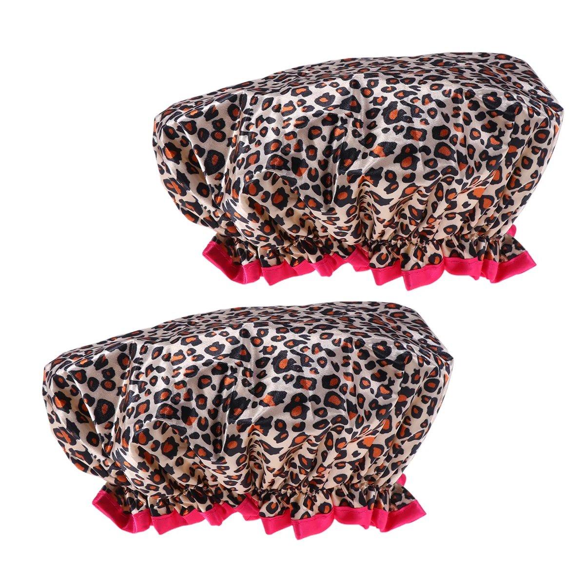 2 Pcs Preventing Lampblack Cap Leopard Pattern Shower Accessories Supplies Waterproof Bathing Cartoon