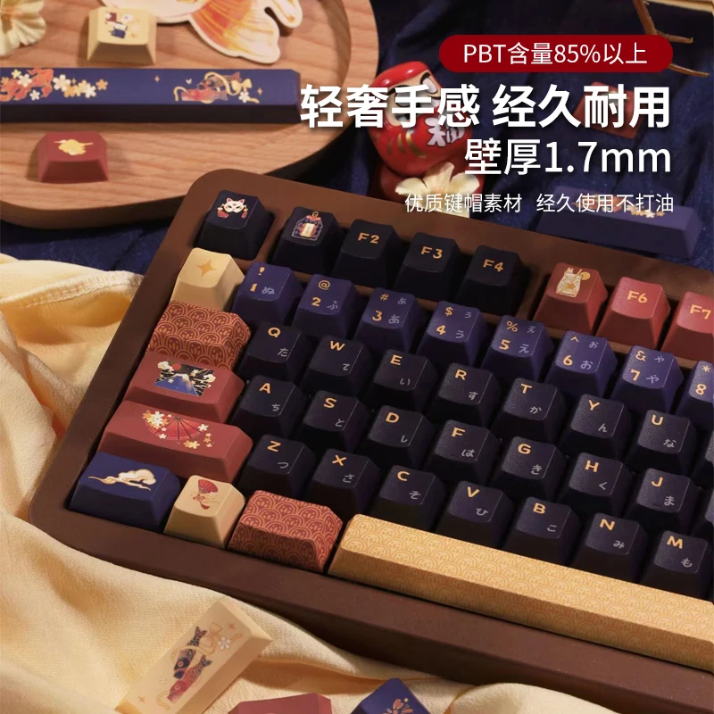 Story Replaceable Keycaps Japanese Antique  Printed Keycaps Gorgeous Red and Black Replica