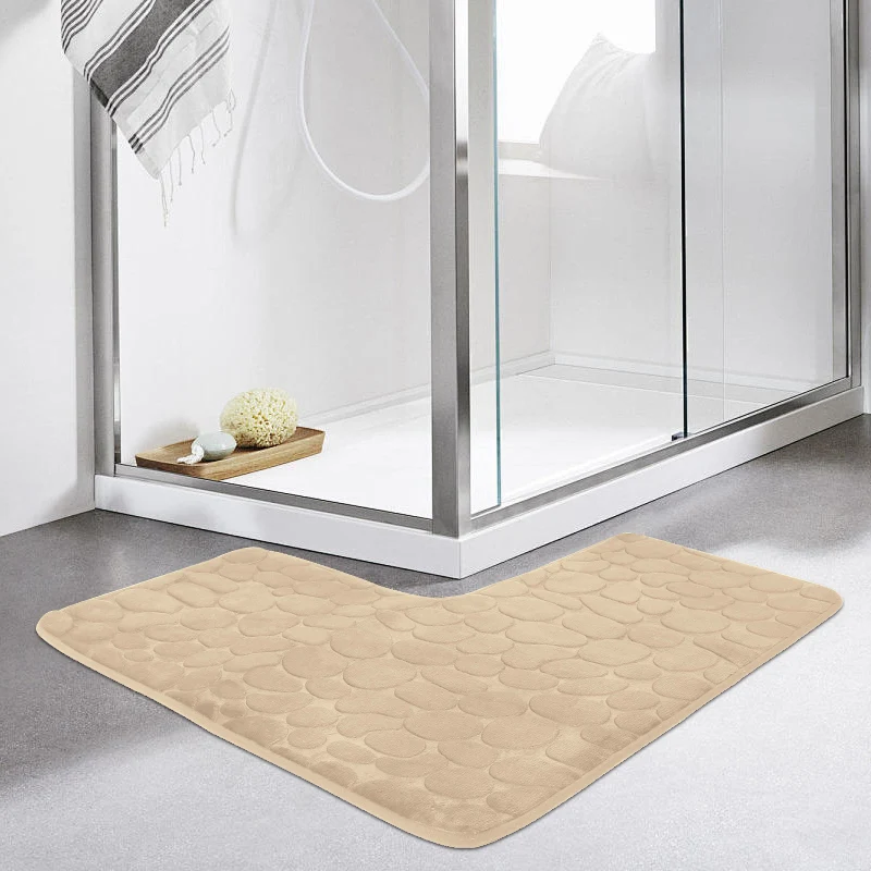 Bathroom Rug,L-Shaped Bath Mat,Non Slip Corner Shower Mat,Water Absorbent Soft Bath Rug,Washable Rug Carpet for Square Shower