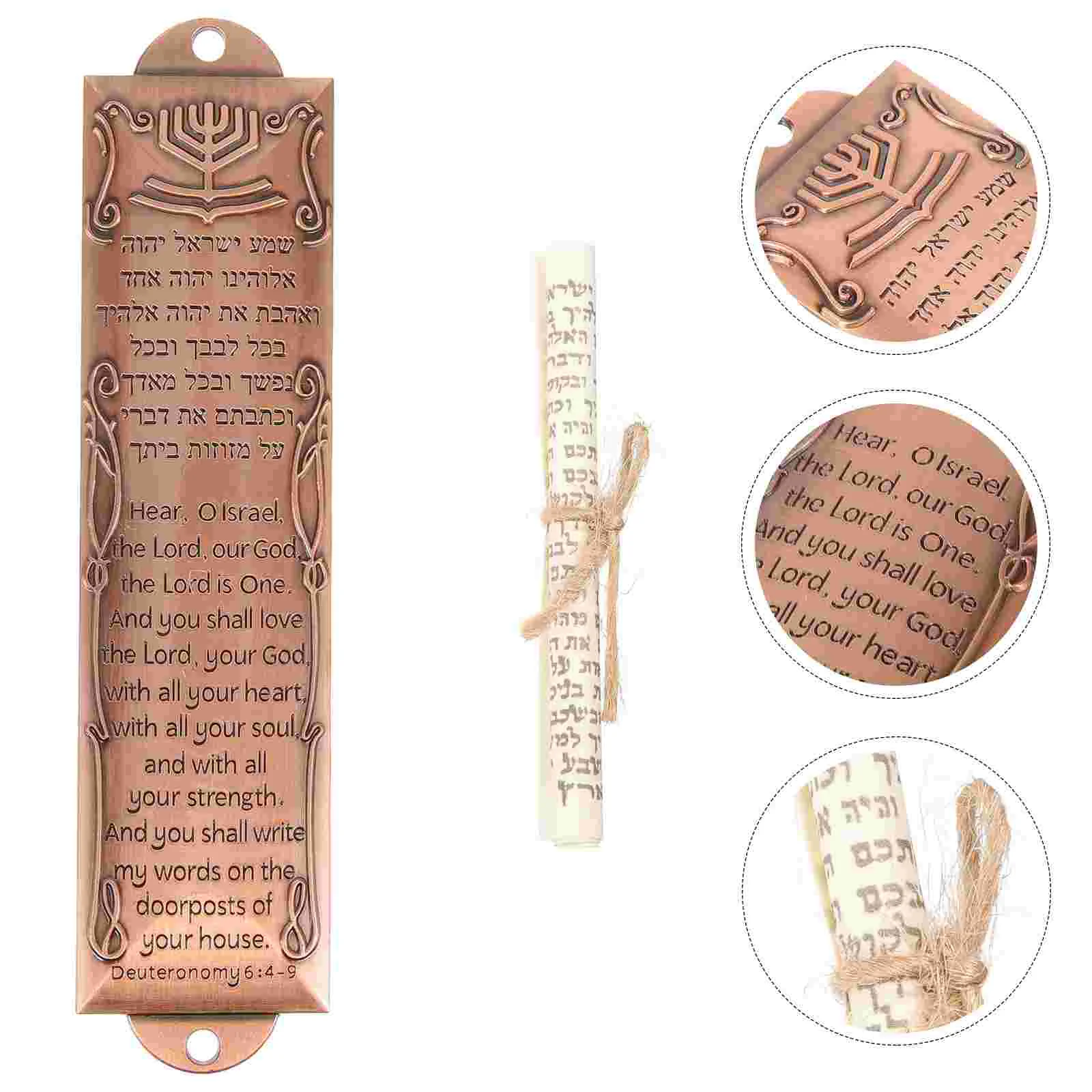 Mezuzah Door Scroll Decor Metal Jewish Case Alloy Religious Judaica Hebrew Blessing Mezuza House Holy Plaque Retro Ornament