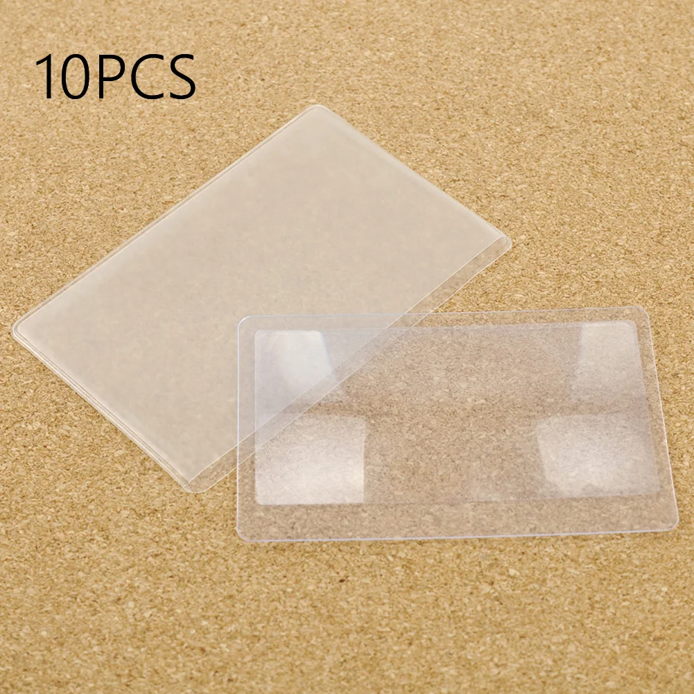 10-100pcs 3X Magnifier Magnifying Fresnel LENS Transparent Credit Card Shape for Reading Newspaper Book