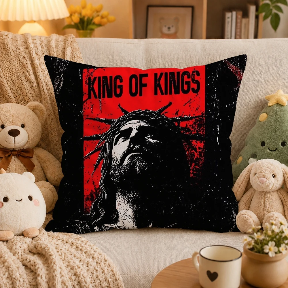 Jesus God King Of KingsPillow Case Plush Pillow Cases Home Decoration Pillow Cover for Sofa Bed Chair Living Room