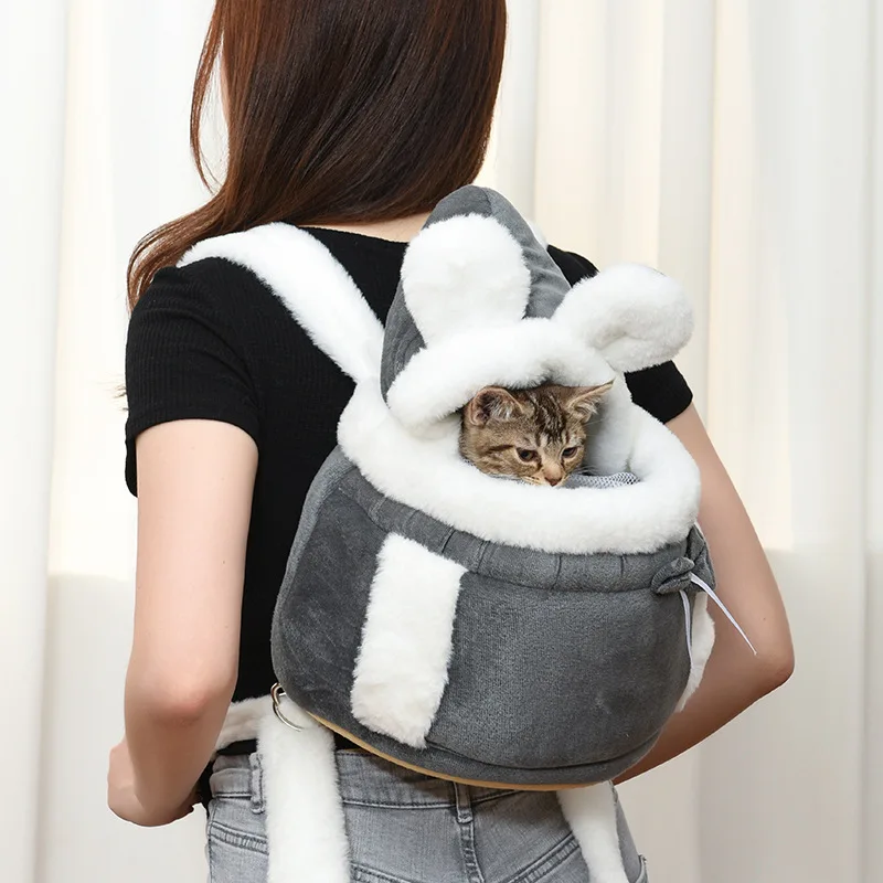 Pet Carrier Bag Small Cat Dog Backpack Winter Warm Soft Plush Carrying Pets Cage Walking Outdoor Travel Kitten Hanging Chest Bag