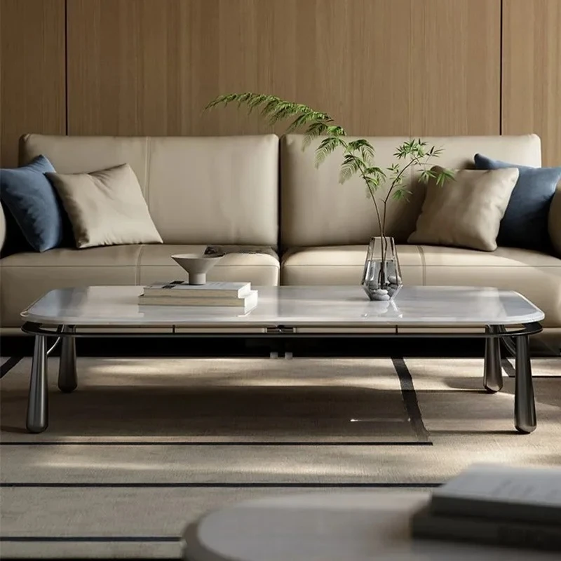 طاولة شاي رخامية فاخرة إيطالية خفيفة وحديثة وبسيطة وحديثة وشقة صغيرة مزيج غرفة المعيشة وطاولة شاي إبداعية منزلية #3