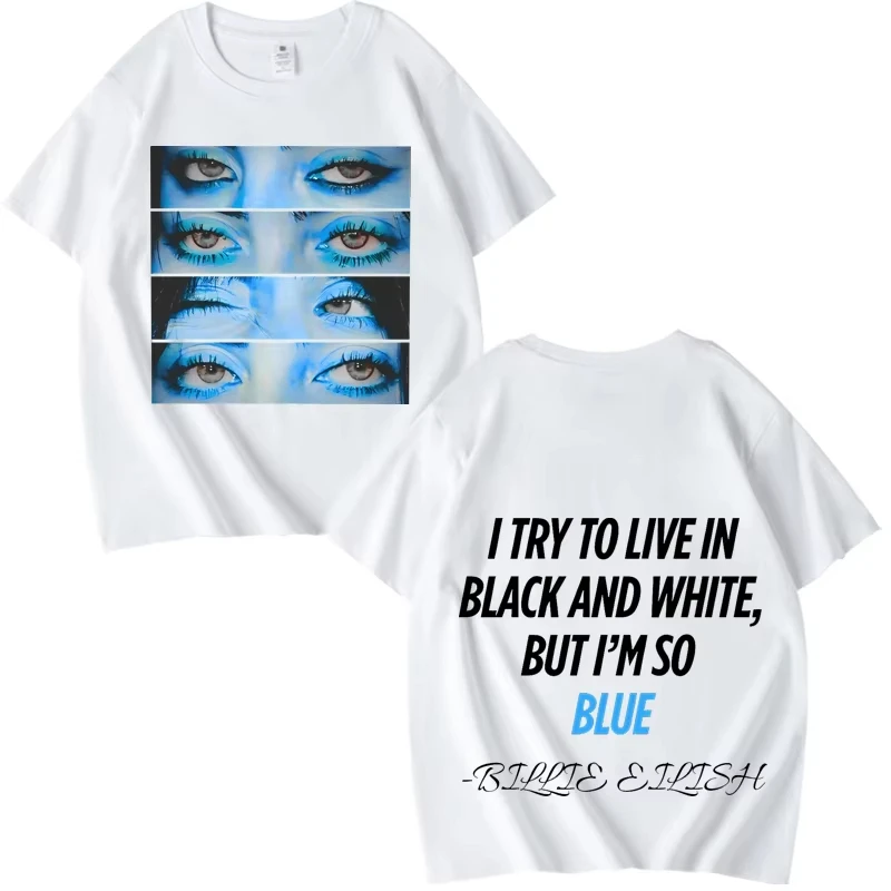 Billie Eilish Blue Eyes Hit Me Hard and Soft T Shirt Men's Women Short Sleeve 2026 Summer New Print
