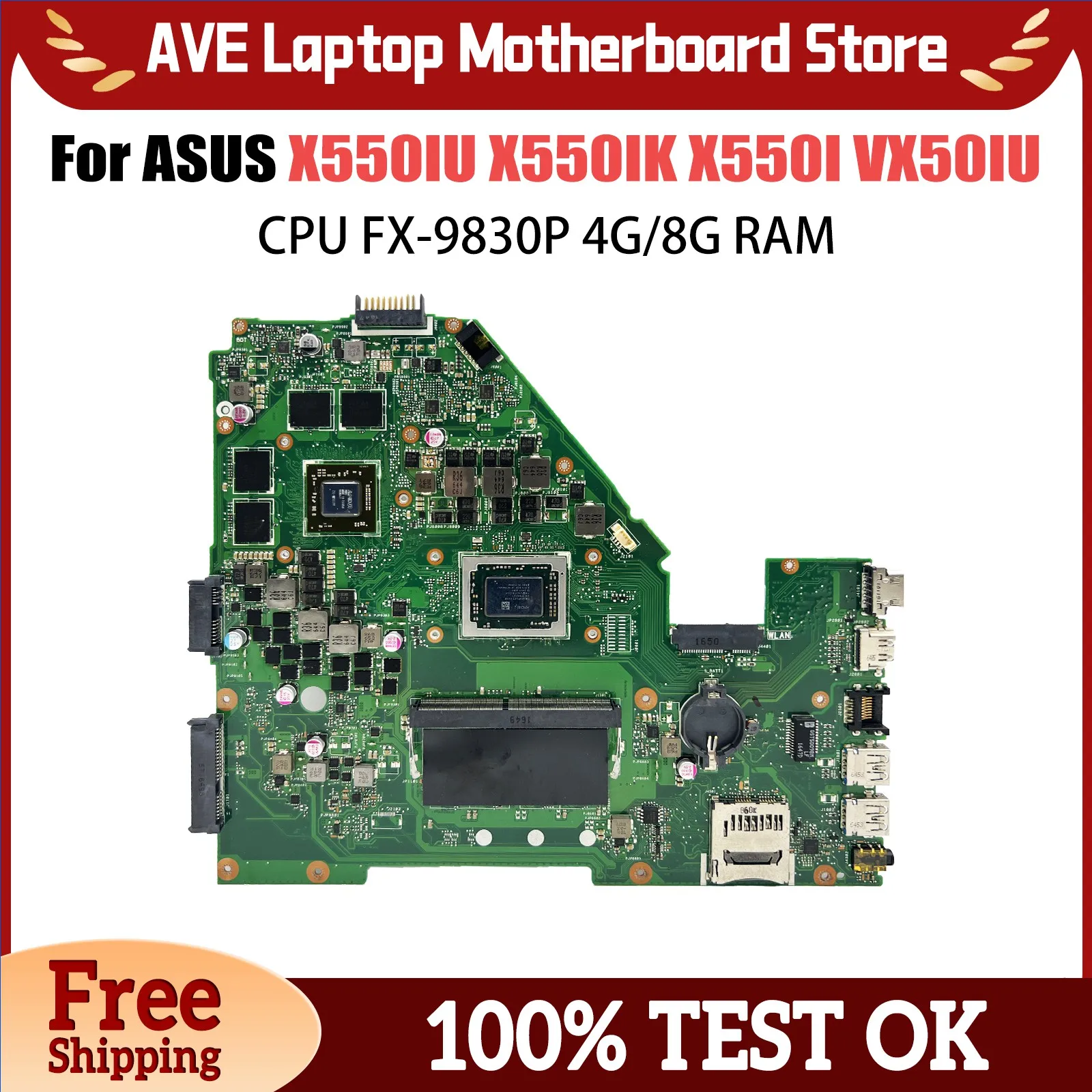 X550IU Mainboard For Asus VX50I X550IU X550IK X550I VX50IU laptop Motherboard FX-9830P CPU 4G/8GB-RAM