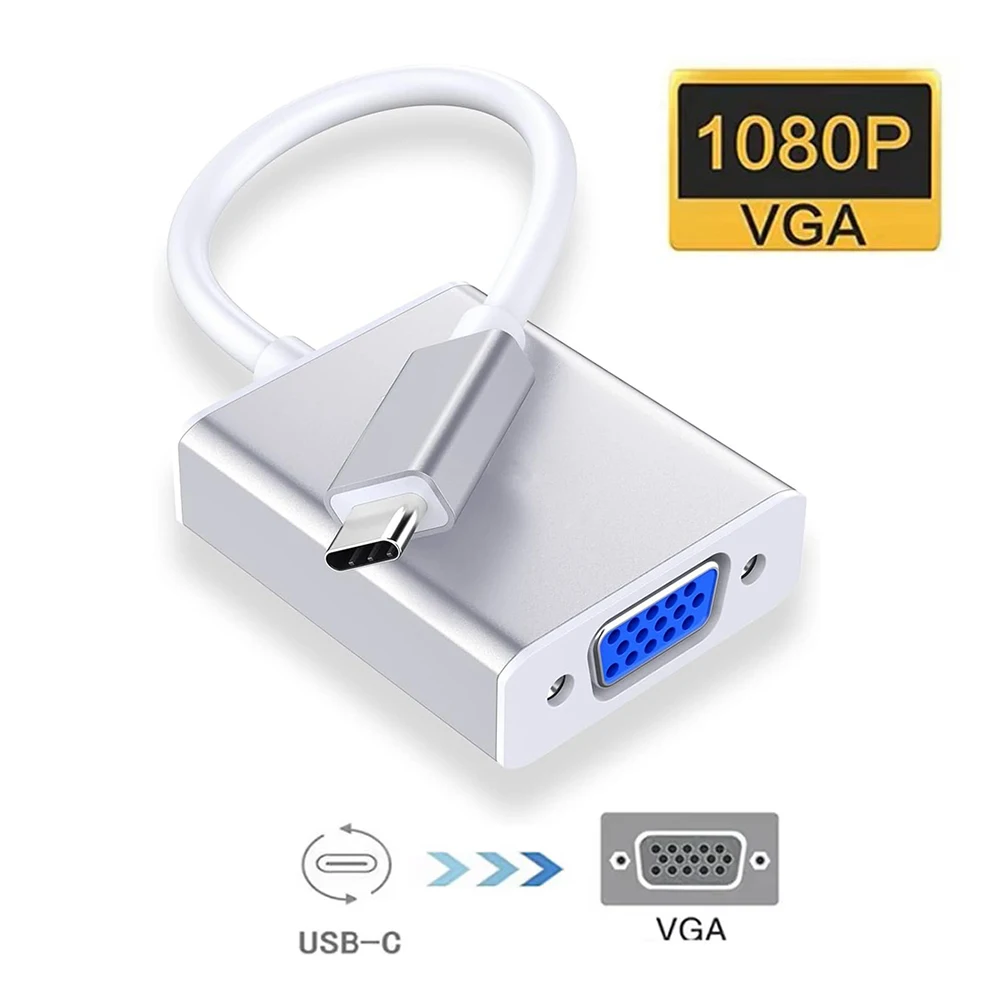 

USB C to D-SUB 15Pin VGA Adapter Type-C to VGA Converter Cable Compatible for Thunderbolt3/4 Macbook Pro to Projector Monitor
