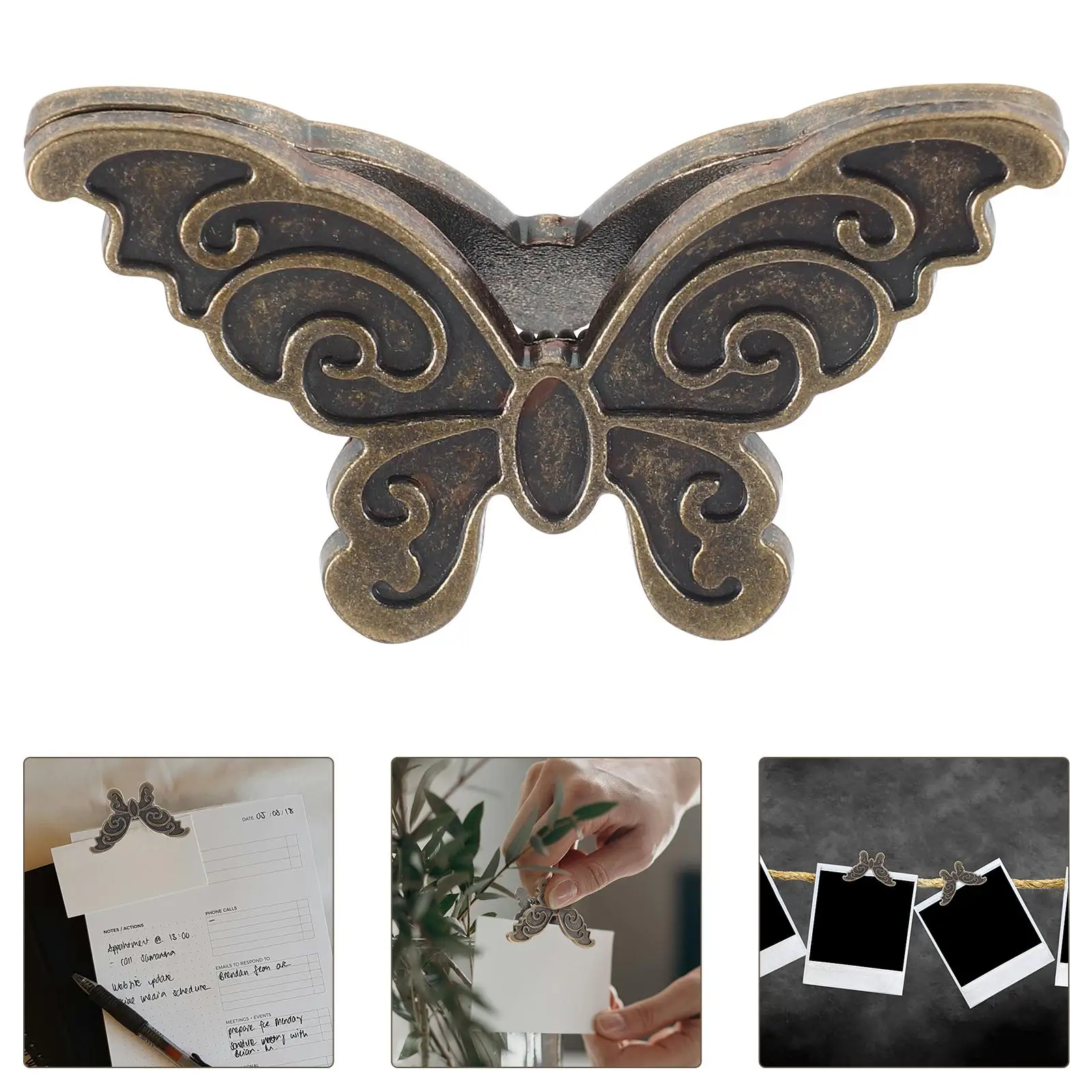 4 Pcs Butterfly Clip Convenient Clips for Hanging Folder Paper Metal Journal Notebook Zinc Alloy Student Use