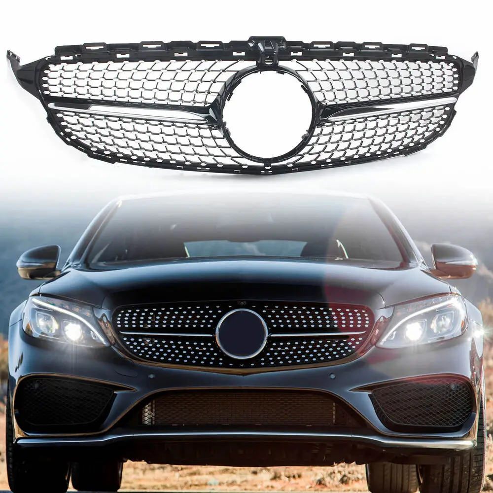 

For Mercedes-Benz C-Class W205 Diamond 2015-2018 C200C250 C300 C350 Grill Grille