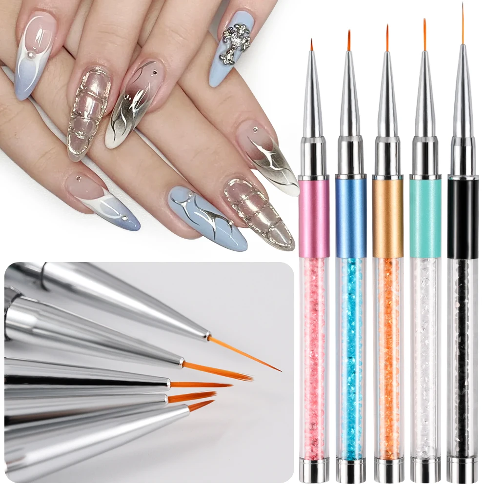 4/6/8/10/13mm Nail Art Brushes Ultra Fine Nail Art Liner Brush French Nail Stripe Flower Painting Drawing Pen DIY Manicure Tools