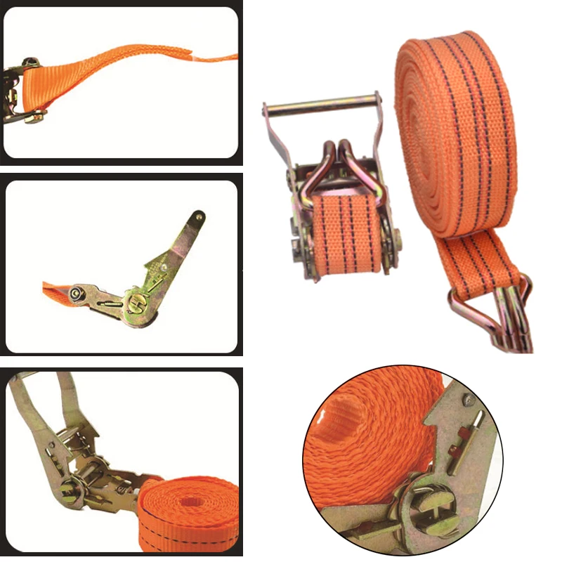 

Self-locking Rope Tightener Thickened Fixed Straps Pressure Buckle Car Tensioner Double Hook Polyester Cargo Strapping