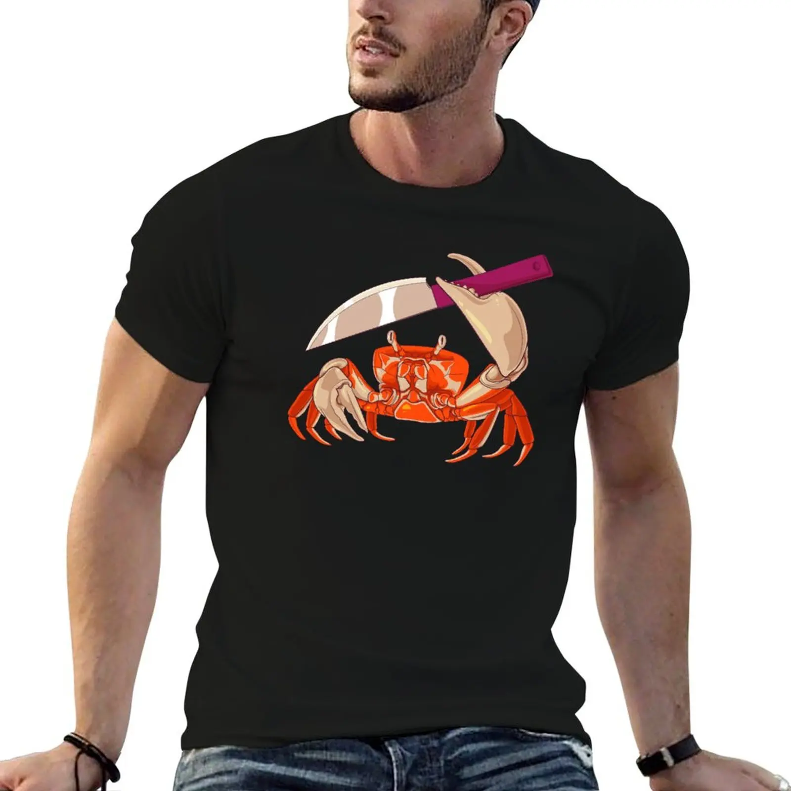 

Crab. Crab with a knife. T-ShirtT-Shirt graphic t shirt vintage boys animal print vintage clothes Men's clothing