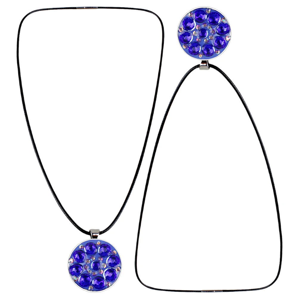 

2Pcs Golf Hat Clip Crystal Necklace Diamond Marker Accessories Blue Color Golf Ball Alignment Tool Cap Gadgets Holder