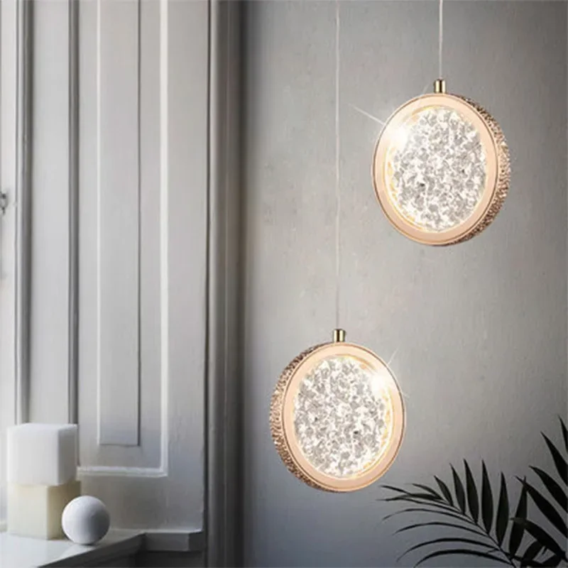 Modern LED pendant light Nordic gold crystal chandeliers indoor lighting home decor stair living room bedroom bedside decoration