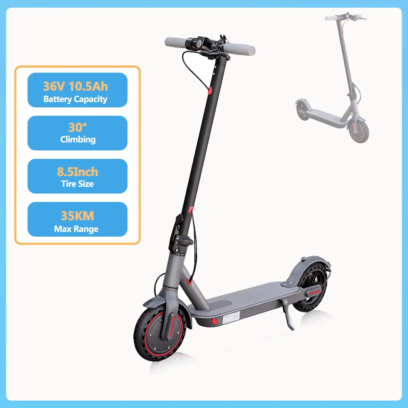 JUICEASE JB80 Elektrische Scooter Krachtige Motor 35KM Lange Actieradius 36V10.5Ah Hoge-Capaciteit Batterij 8.5 Inch Banden met TUYA APP Opvouwbare EScooter