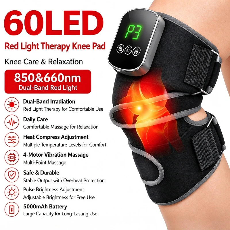 Arrival Wireless Knee Massage Instrument, Touch Screen Heating Vibration Red Light Therapy Knee Massager