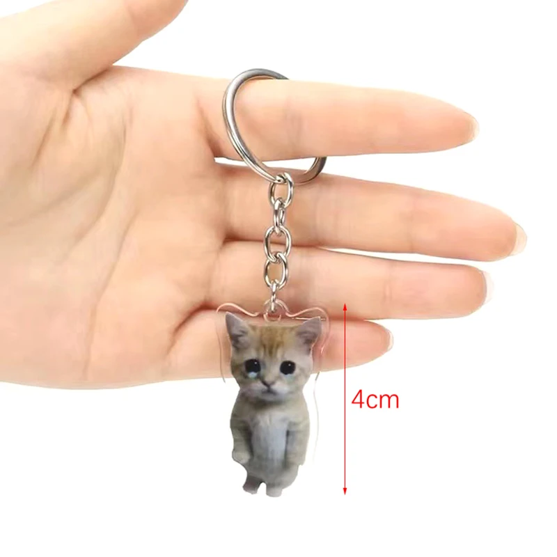 2023 Crying Banana Cat Keychain Car Key Ring Kawaii Student Gift Funny Pendant Small Pendant Bag Accessories