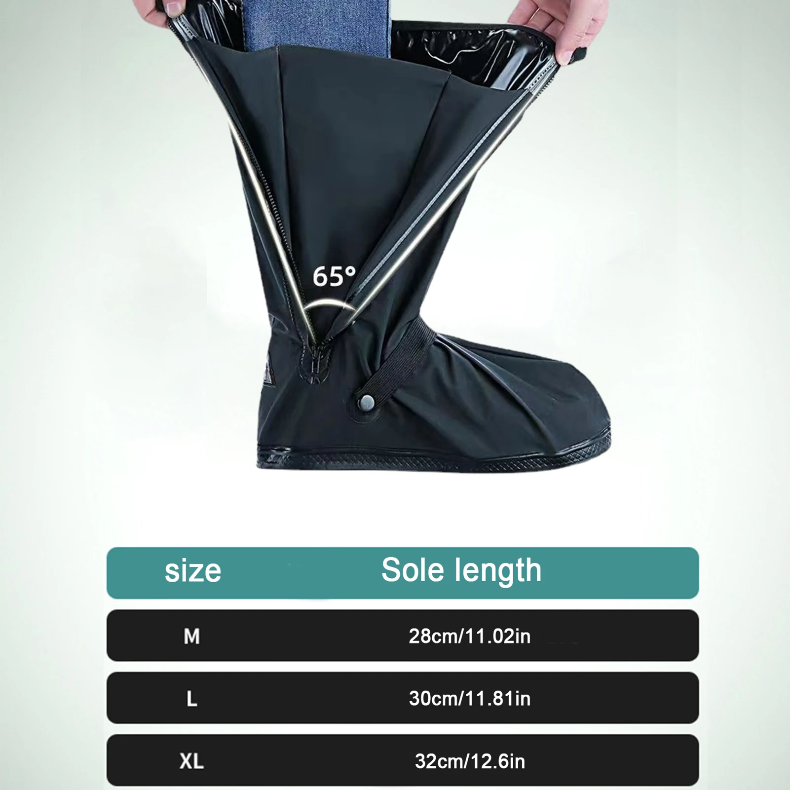 Unisex Reusable Anti-Slip Waterproof Rain Boot Shoe Cover High Tube Black Shoes Dust Protectors Cover Motorcycle Bike Rain Cover