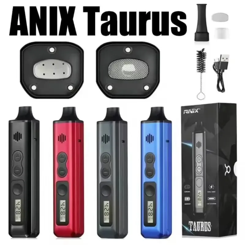 قلم مبخر عشبي جاف أصلي من ANIX TAURUS غرفة سيراميك محمول باليد مع التحكم في درجة الحرارة والتبغ العشبي Vape
