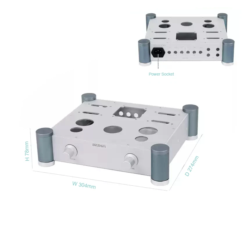 Hezhi Audio 304x78x274mm All Aluminum Amplifier Chassis / Tube-Based Pure Class A Amplifier Chassis / Amp Enclosure DIY box