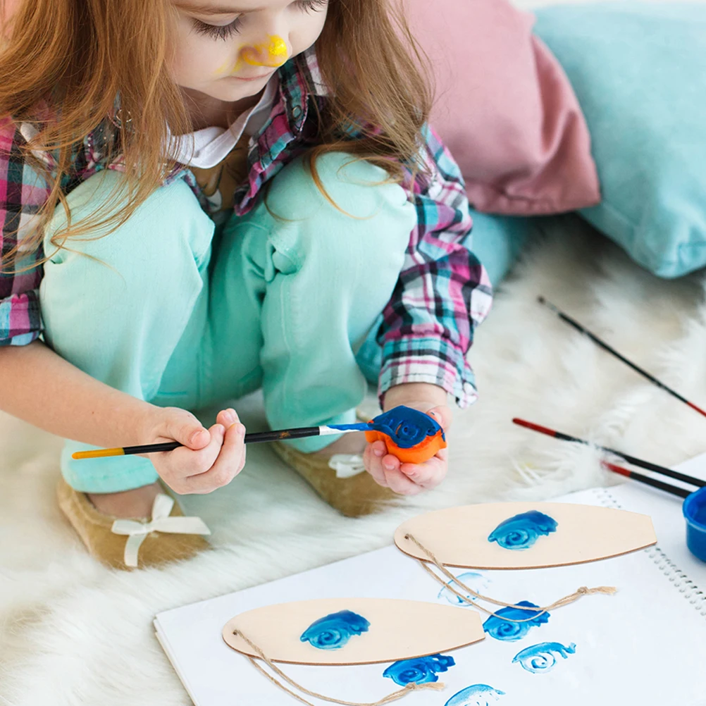 20개 블랭크 서핑보드 모양 나무 장식품, DIY 비치 스타일 공예품, 실내외 해안 테마 장식 기념품