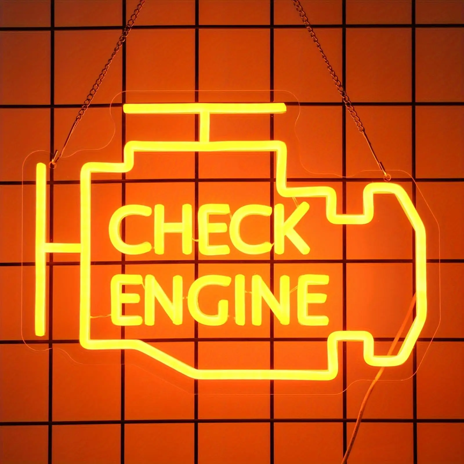 Check Engine neon sign for wall decor Garage Neon Light Auto Repair Shop Workshop Man Cave Art Decor