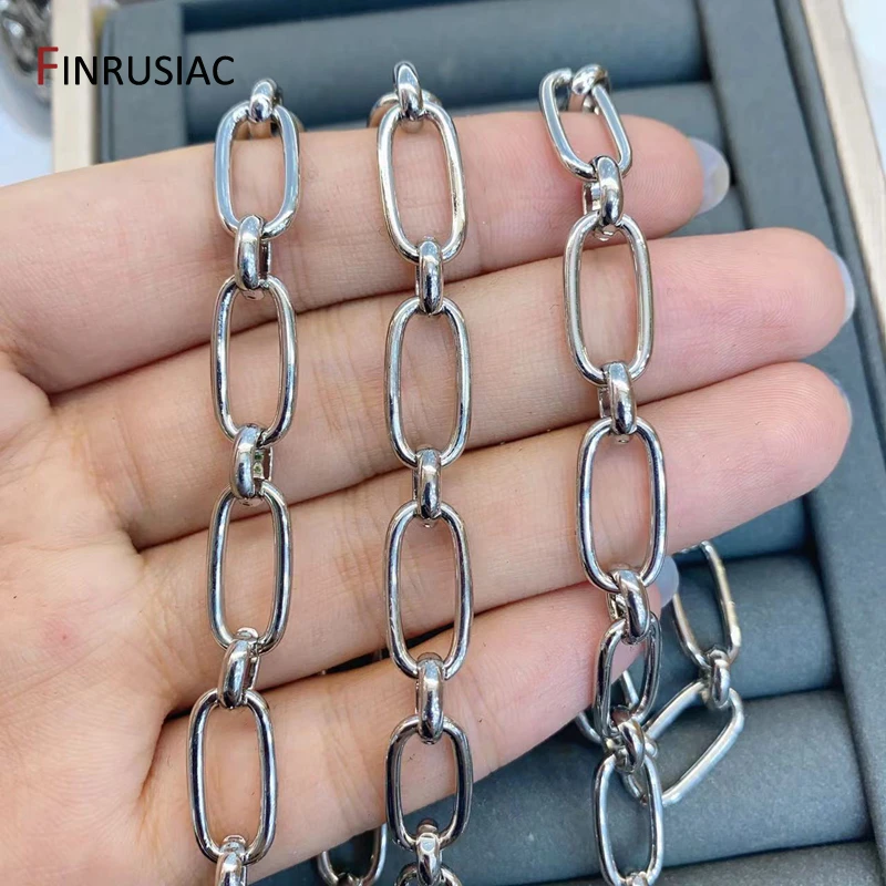 

Rhodium Plated Brass Big Oval Link Chain For Jewelry,Rolo Cable Chains For DIY Necklace Jewelry Making Findings Wholesale