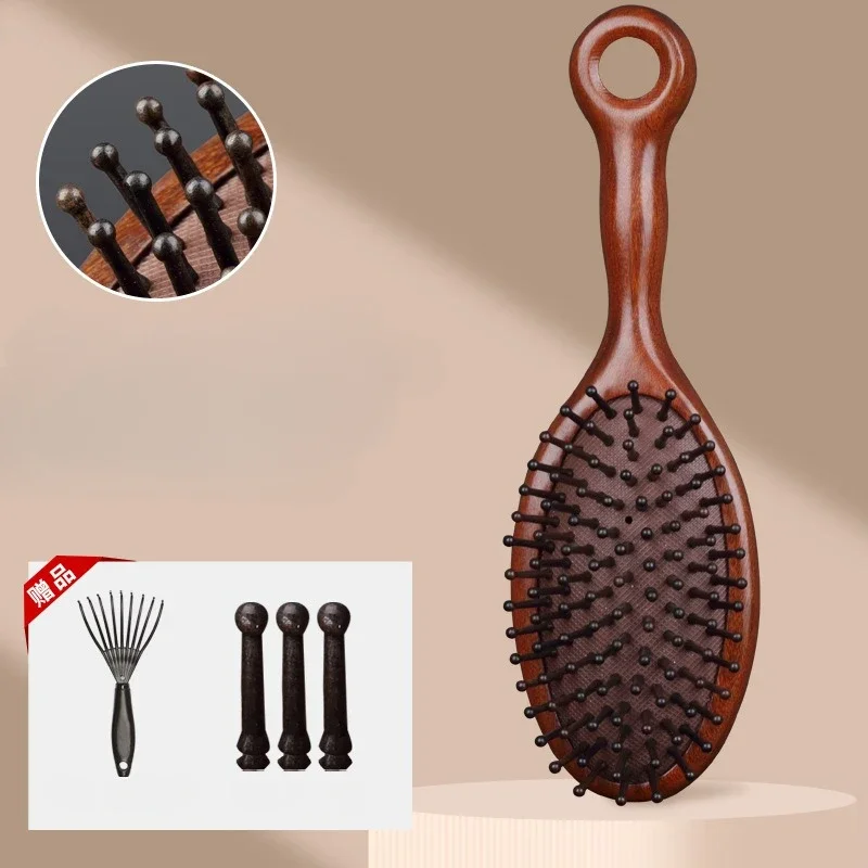 Natural Sandalwood Comb Scalp Massage Relax Airbag Brush Head Blood Circulation Smooth Hair Anti Static Wooden Massage