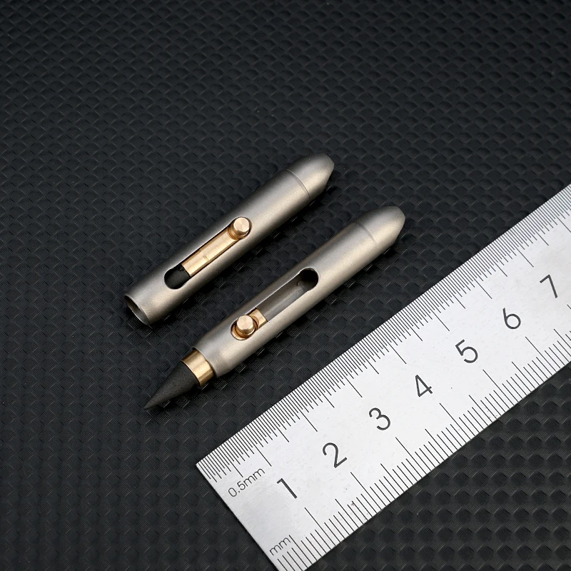 2 IN 1 MINI Ballpoint Pen Stainless Steel Eternal Pencil Erasable Pencil Portable Key Pendant Pocket Pen Emergency Writing