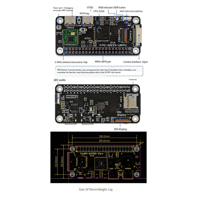 SCLS K230D ZERO 開発ボード AI RISC-V マザーボード、さまざまなインテリジェント シナリオ用
