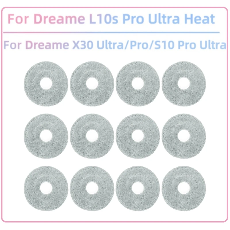 

12PCS Washable Mop Cloth for Dreame L10s Pro Ultra Heat/X30 Ultra /X30 Pro/ S10 Pro Ultra Vacuum Cleaner Replace Mop Pad