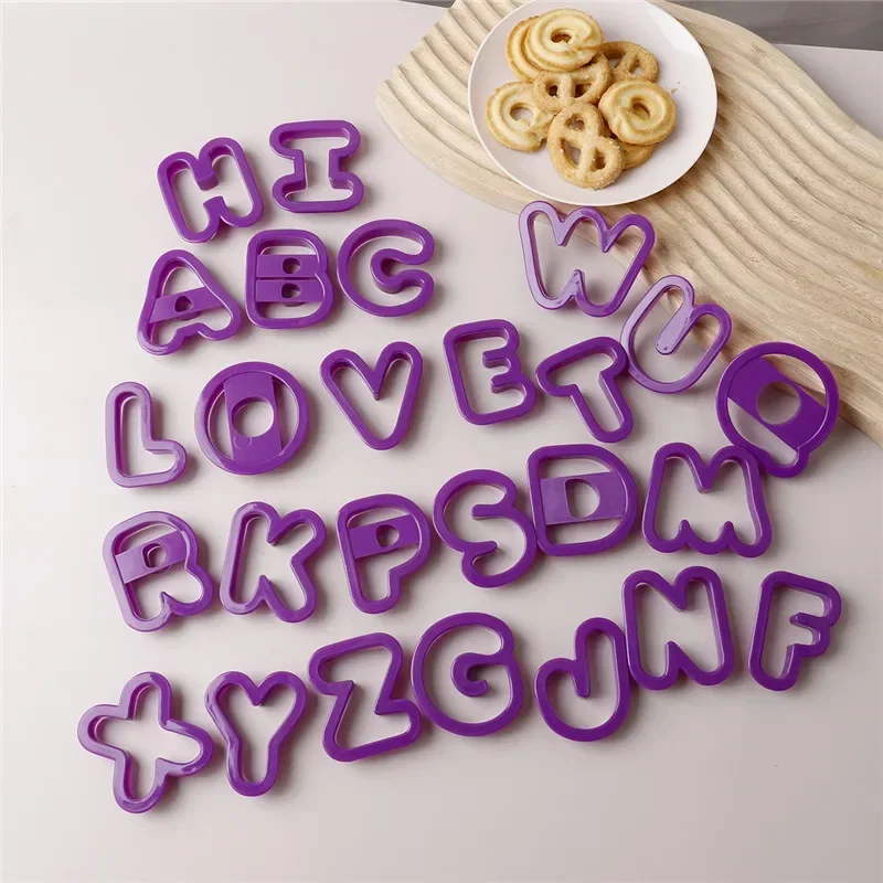 A-Z Letter Biscuit Fondant Cake Decoration Tools 26Pcs Large Alphabet Cookie Cutters DIY Pastry Baking Cake Stamp Embosser Mould