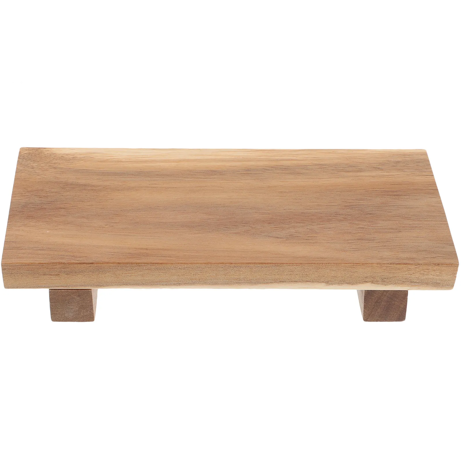 

Wood Pedestal Stand Rectangular Wooden Tray Multi Functional Soap Tray Display Stand for Bathroom Kitchen Organizer